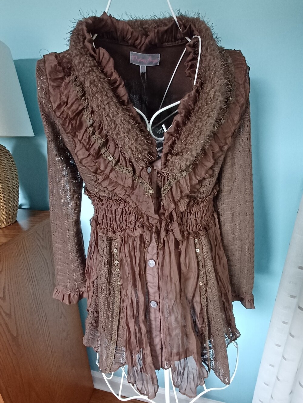 NWT Pretty Angel Embellished Cocoa Brown Sweater - Women's Size Small